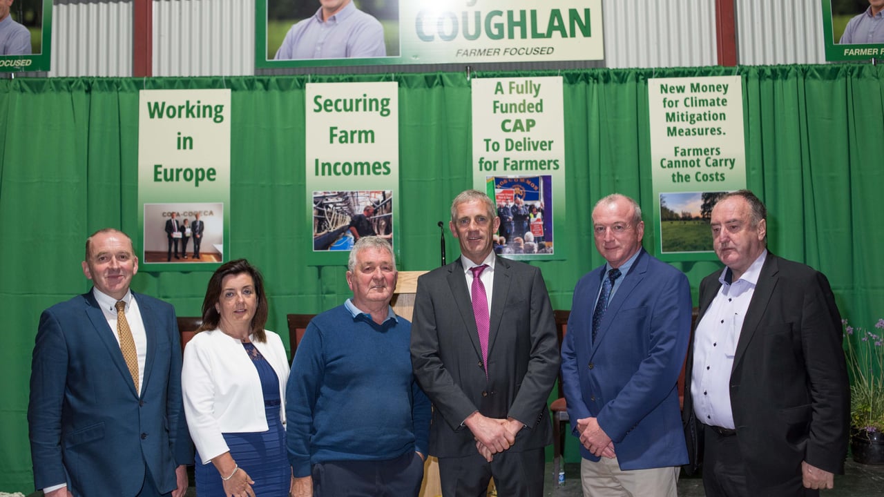 Pictured is: Billy Cotter; Ann Baker, chairperson of north Cork IFA; Donie Cashman; John Coughlan; Sean O’Sullivan, CEO Cork Marts; and John Bryan at the launch. Image source: Sean Jefferies Photography