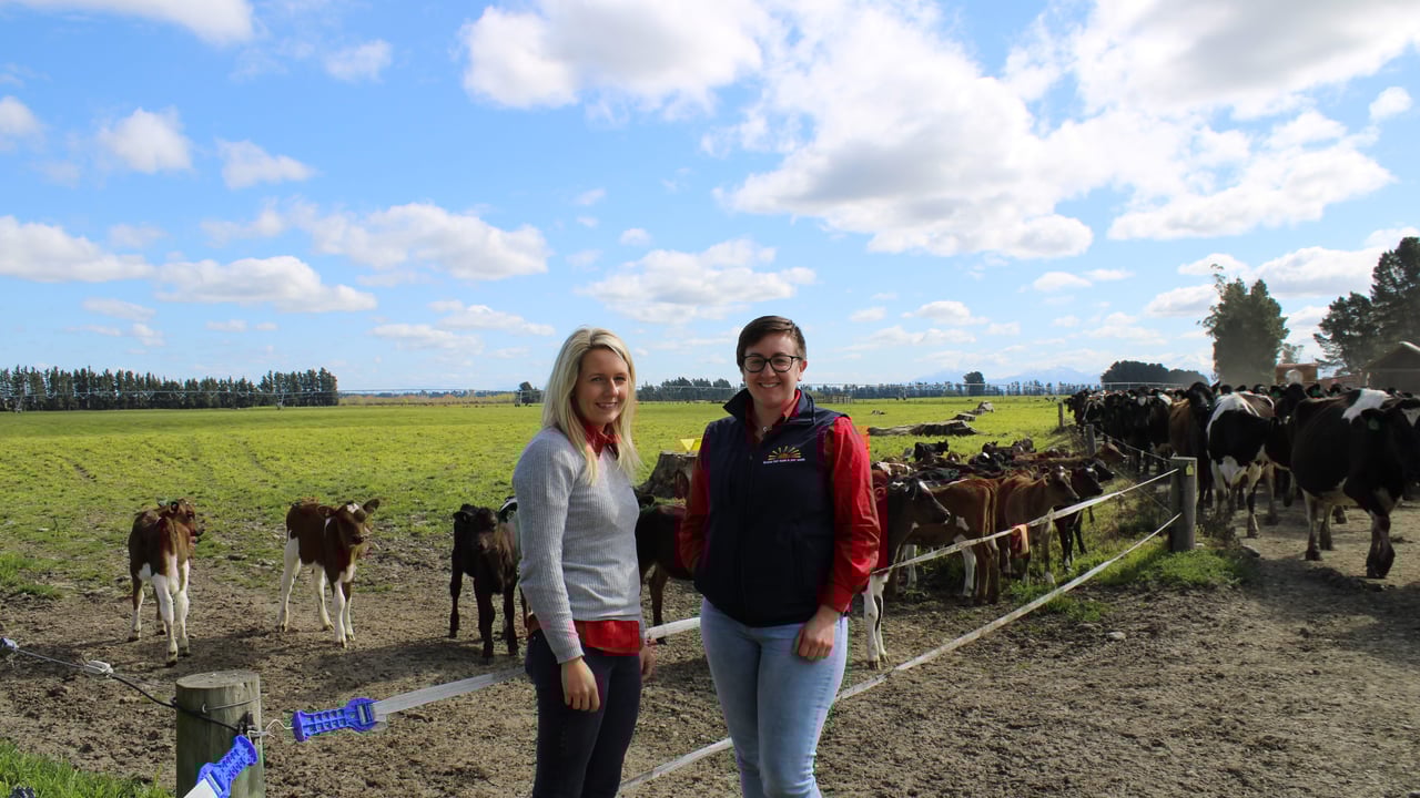 L-R: Bonanza’s Dr. Amanda Dunn and Dr. Christine Cummins on their recent visit to the Bristol Grove Dairy farm