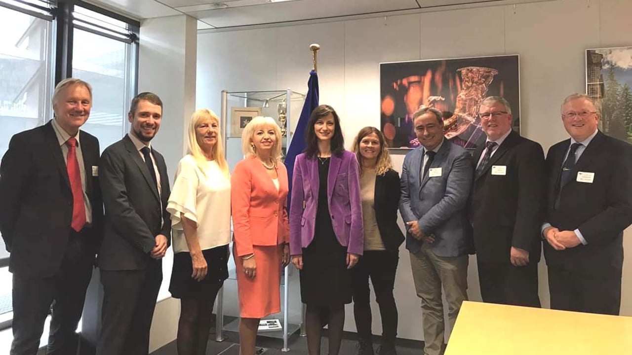 L-R: Prof. Risto Rautiainen (SACURIMA chair), Finland; Kevin Keary, EU Commission; Anne Marie Heiberg, Norway; Petya Stravreva, Bulgaria; Mariya Gabriel, EU Commissioner for Innovation and Youth; Helle Birk Domino, Denmark; Jose Rato Nunes, Portugal; Pat Griffin, HSA; and Dr. John McNamara, Teagasc (SACURIMA vice-chair)