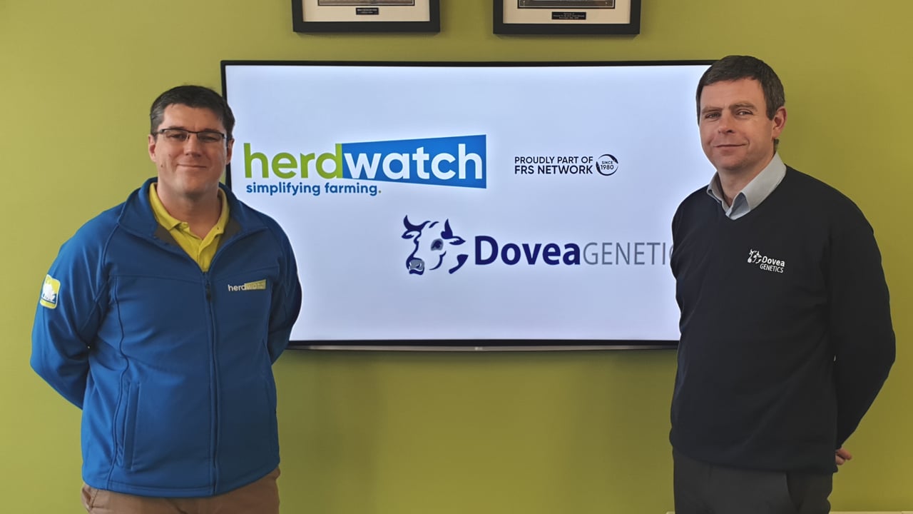 Herdwatch CEO Fabien Peyaud and Dovea Genetics general manager Dr. Ger Ryan