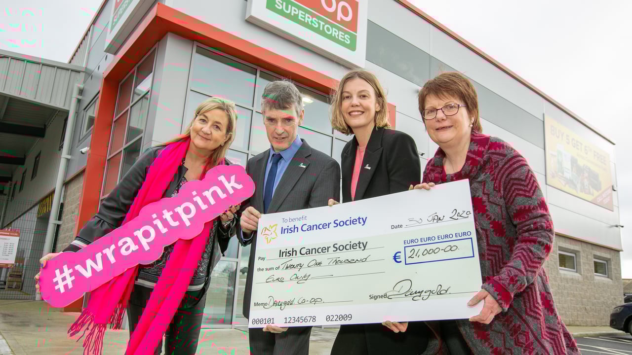 Dairygold 'Wrap It Pink' raises €21,000 for Irish Cancer Society