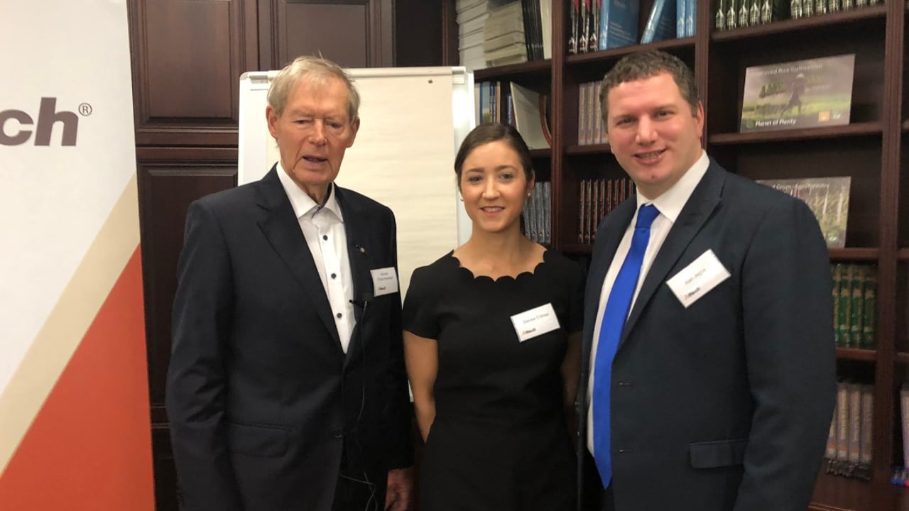 L-R: Broadcaster and commentator Micheal O Muircheartaigh; Agri Aware executive director Deirdre O'Shea; and Agri Aware chairman Alan Jagoe. Image source: Agri Aware Twitter
