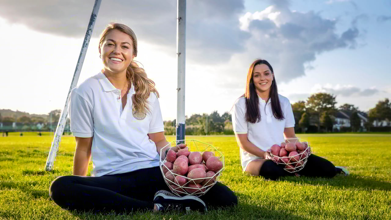 Pictured are Gaelic football stars Sarah Rowe from Co. Mayo and Sinead Goldrick from Co. Dublin who have teamed up with Bord Bia to celebrate National Potato Day and to promote potatoes as fuel for optimum sports performance. Pic: Marc O'Sullivan