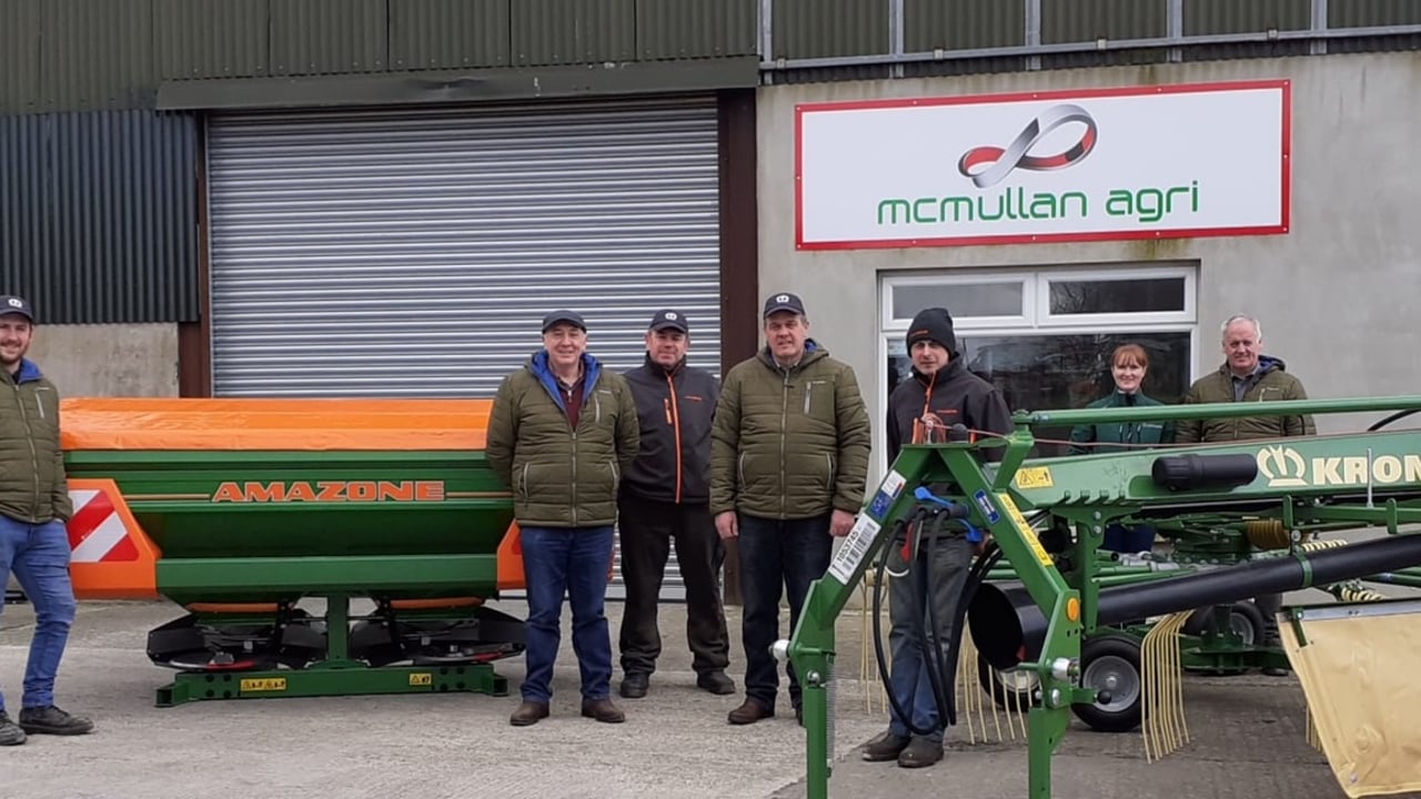 L-R: Jonny McMullan; Laurence McMullan; Irwin McCook; Samuel Craig; Norman Knox, APS; Barbara McMullan; and David McMullan