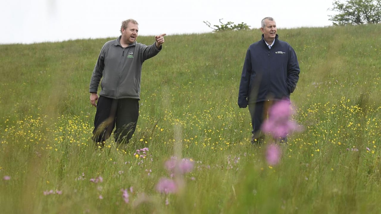 Agriculture Minister Edwin Poots pictured during a farm visit