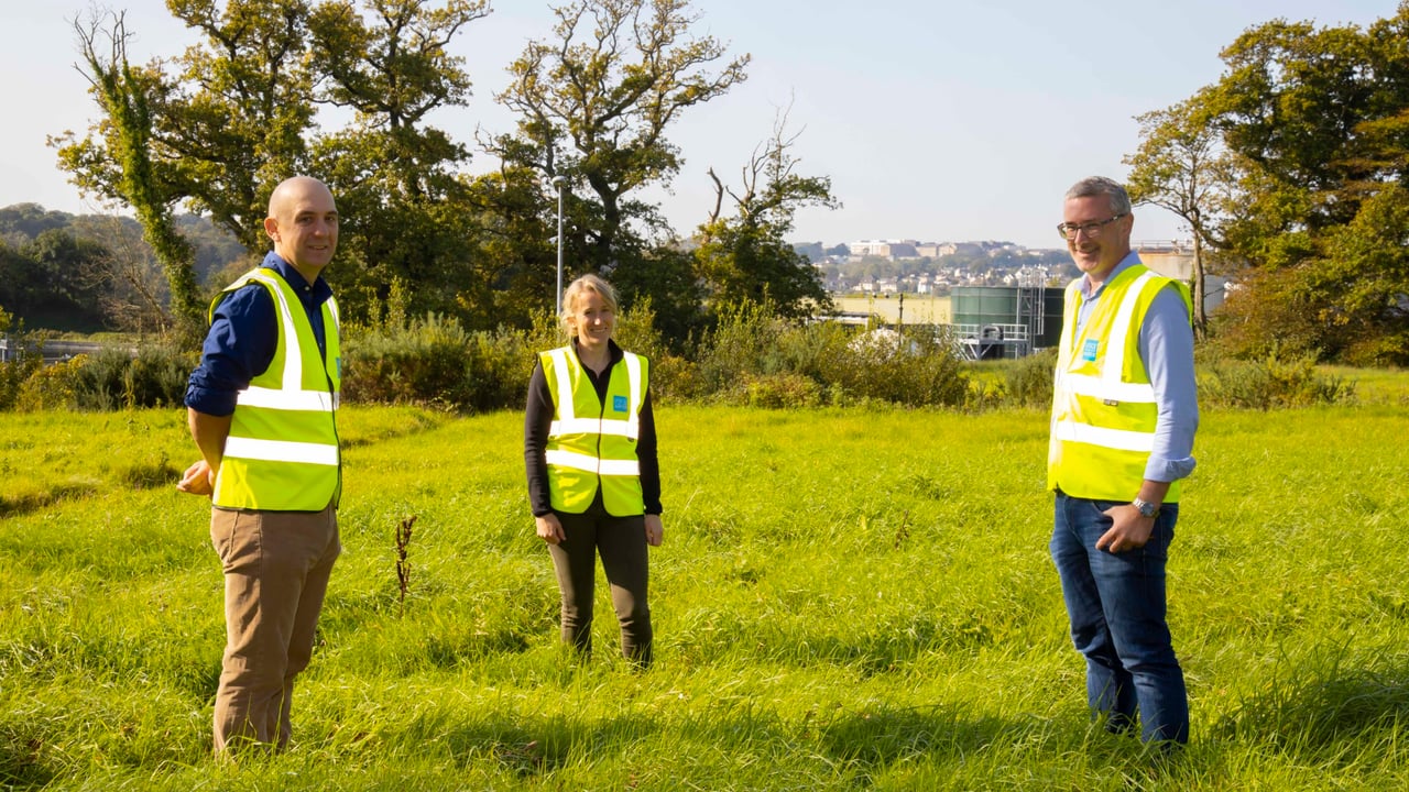 Irish Water’s ecology team, l-r: David Fallon; Kate Harrington; Brian Deegan on site at Waterford Wastewater Treatment Plant