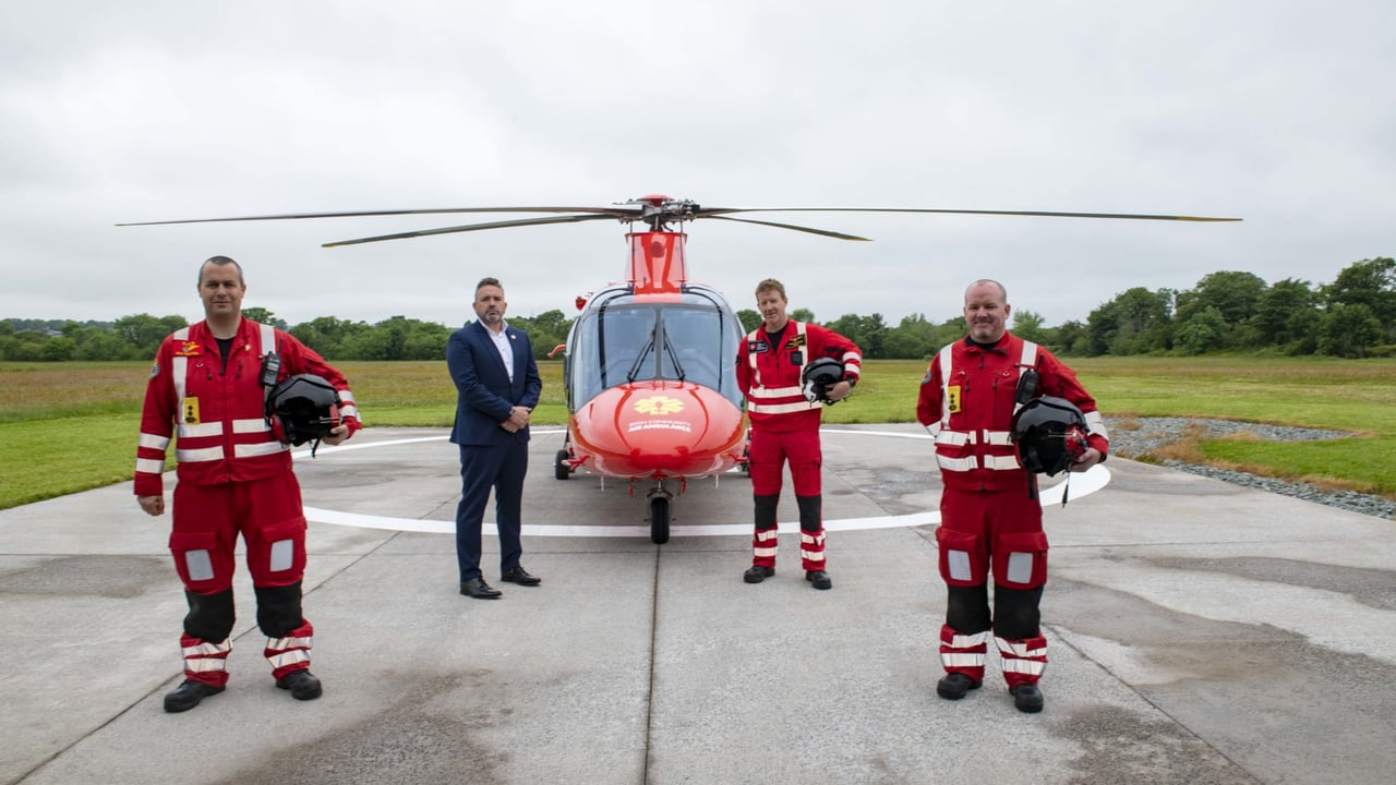 Pictured are advanced paramedic, Paul Traynor; CEO, Micheal Sheridan; chief pilot, Donnagh Verling; and advanced paramedic, James Ward. Pic: Brian Lougheed