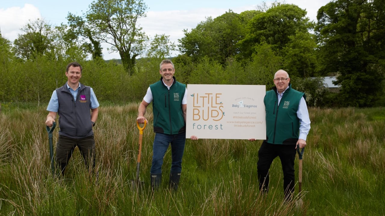 (L-R)  Joe Codd of Veon, Gavan Costello and Tim Costello, owner of Baby Elegance at the launch of Little Buds Forest