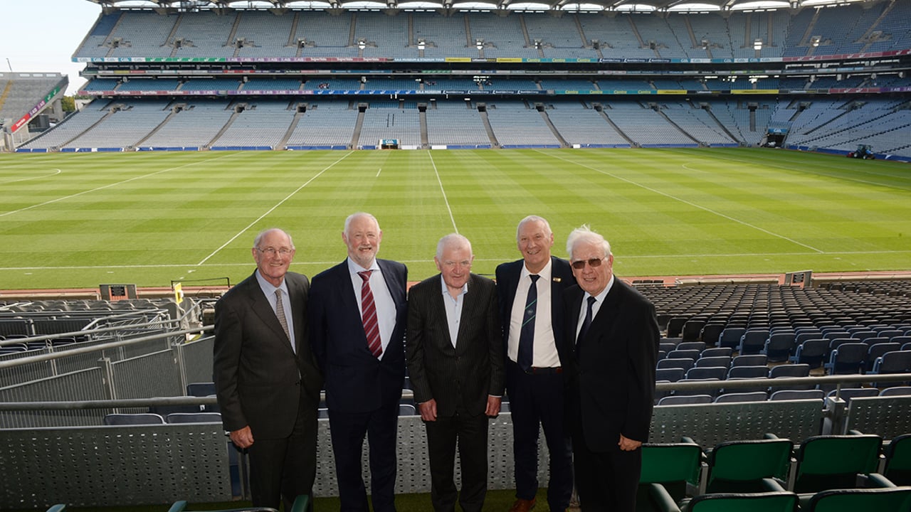 (l-r) Sean Eustace, former Macra president; Seamus O’Brien, former Macra president; John Murphy, former Macra general secretary; Peter Byrne, FRS Network CEO and Peadar Murphy, former Macra general secretary