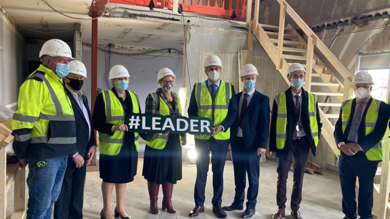 Tánaiste and Minister for Enterprise, Trade and Employment, Leo Varadkar and Minister for Rural and Community Development, Heather Humphreys, visiting family-run Moffett Automated Storage in Co. Monaghan. Image source: Heather Humphreys Twitter