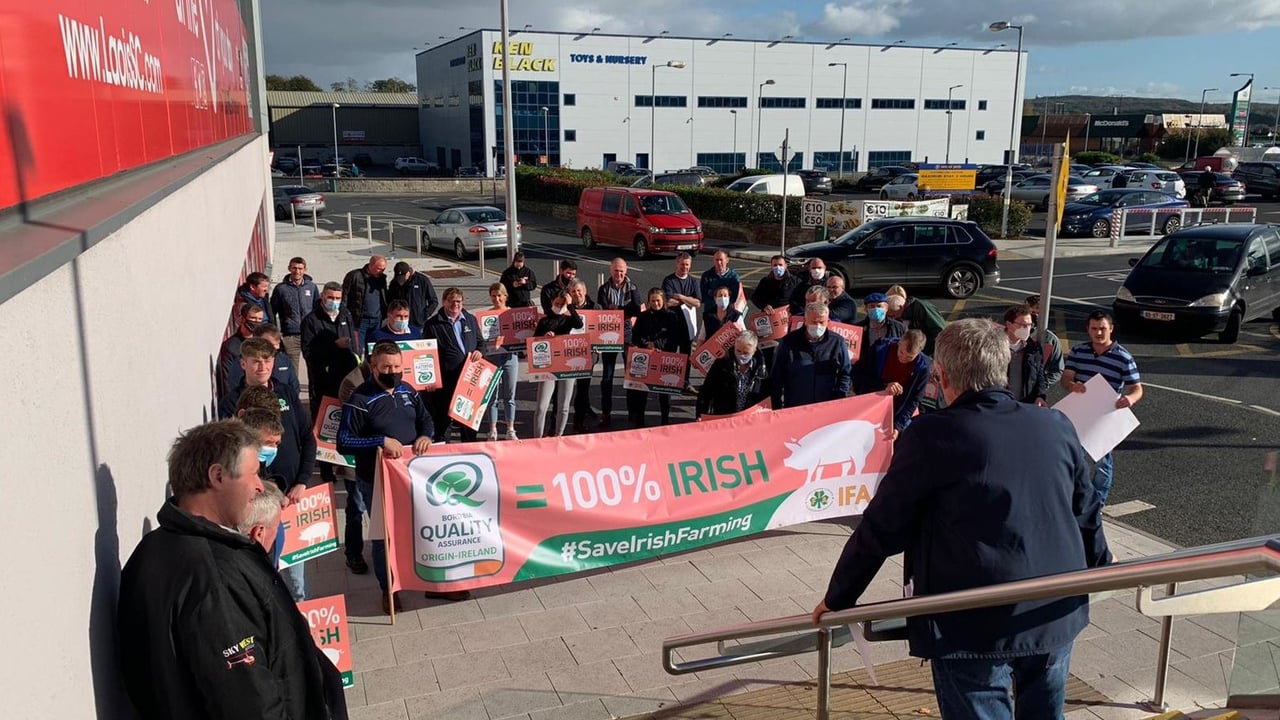 IFA demonstrators in Portlaoise in support of pigmeat. Image: IFA
