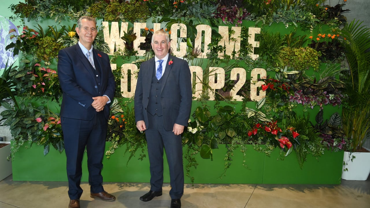 Minister for Agriculture, Edwin Poots pictured with UFU President Victor Chestnutt at COP26 in Glasgow