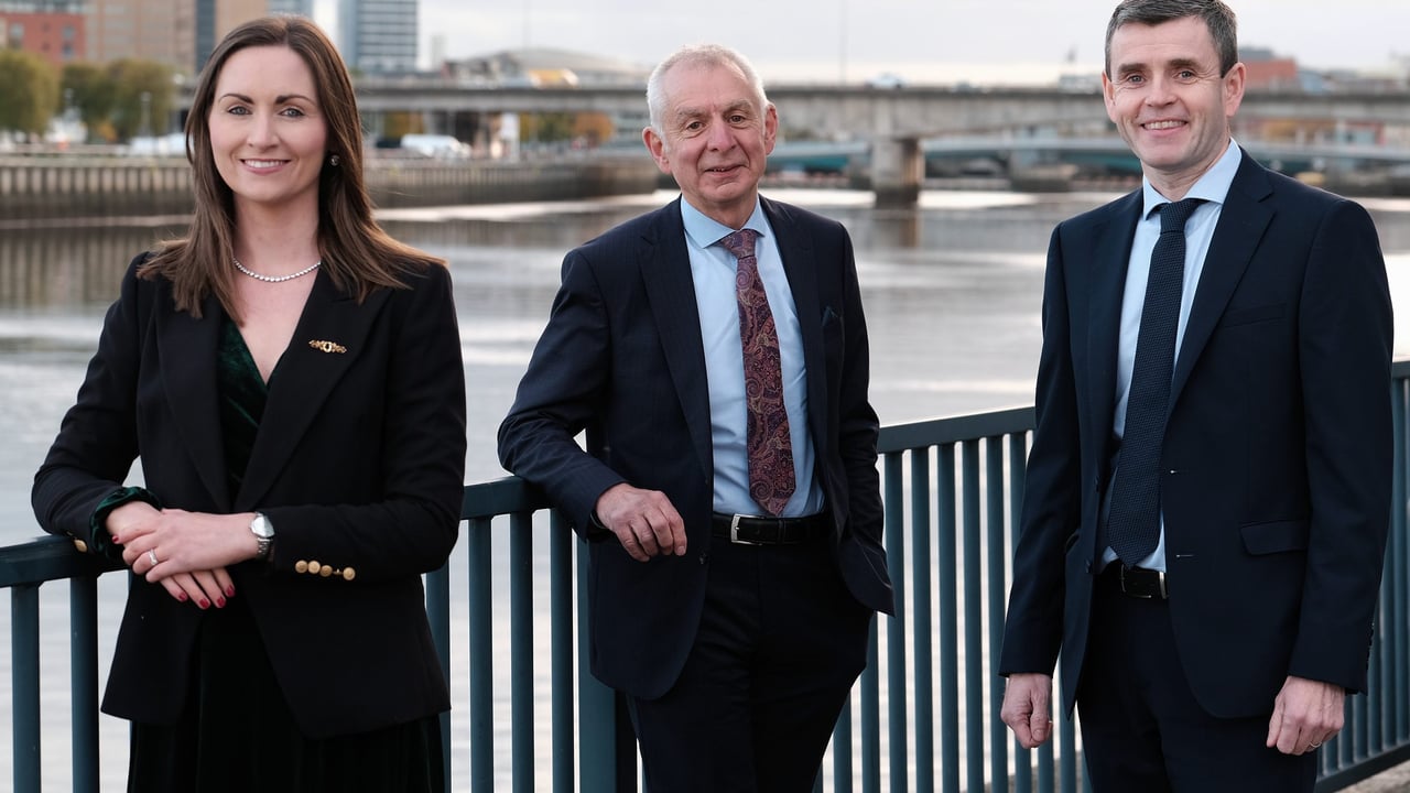 L to r: Gill Gallagher, CEO of NIGTA; Robin Irvine, outgoing CEO of NIGTA; Niall O’Donnell, president of NIGTA