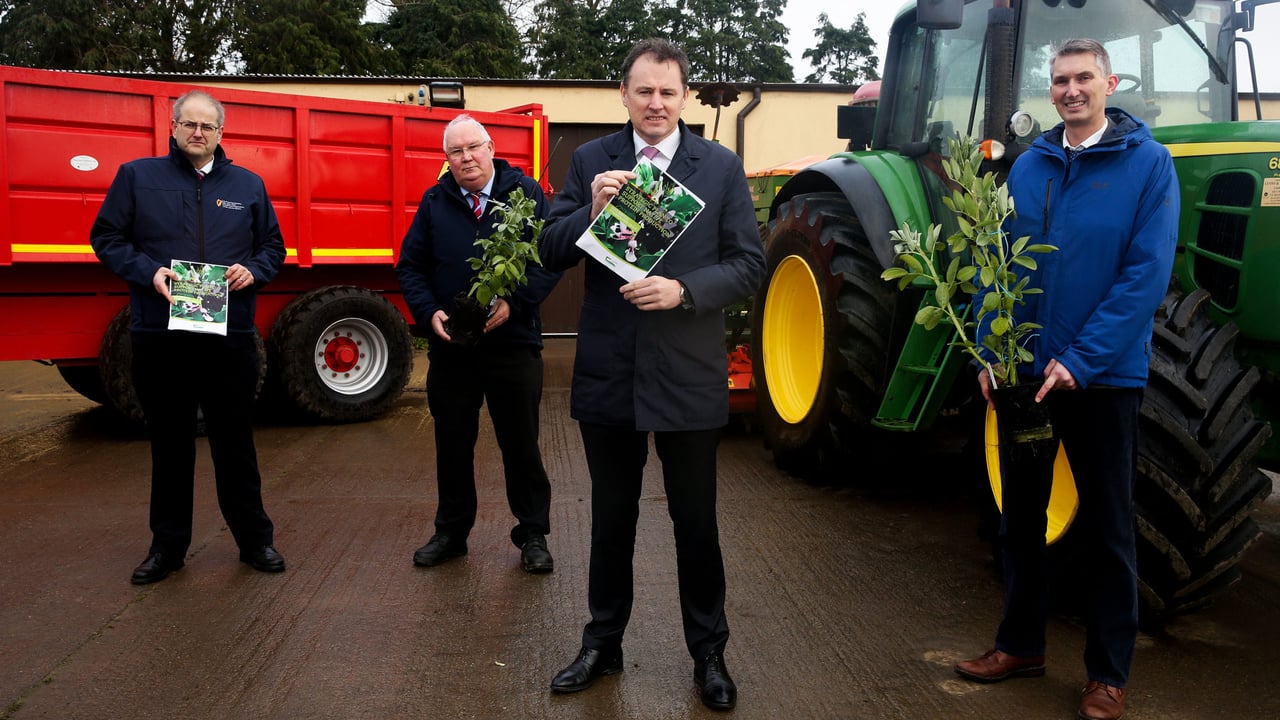  Michael Moloney, senior inspector at Department of Agriculture, Food and the Marine; Michael Fawle, Charles R Wynne, Kildare; Minister for Agriculture, Food and the Marine, Charlie McConalogue; and Michael Hennessy, head of Crops Knowledge Transfer, Teagasc