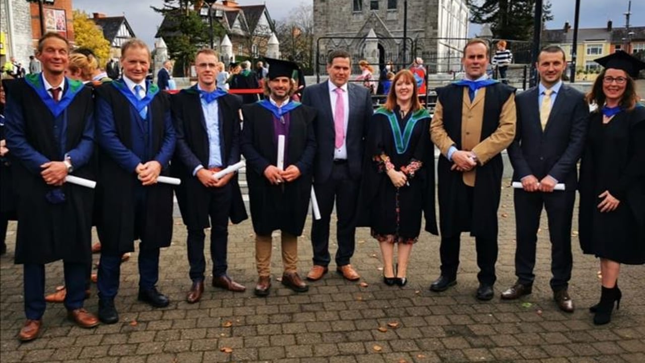 Left to right: Ian Kingston, Dermot O'Leary, Jerome O'Brien, Tadhg O'Mahony, Diarmuid Manning, Belinda Gascoigne (UCC), Brendan Brady, Michael Nyhan and Vanessa O'Connor