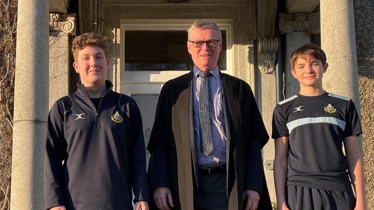 Winners of the ABP Farm Safety Award, Conor McGuirk and Bogdan Iliescu, pictured with headmaster, Chris Kinder. Missing from the photo is project supervisor and science teacher, Siobhán David