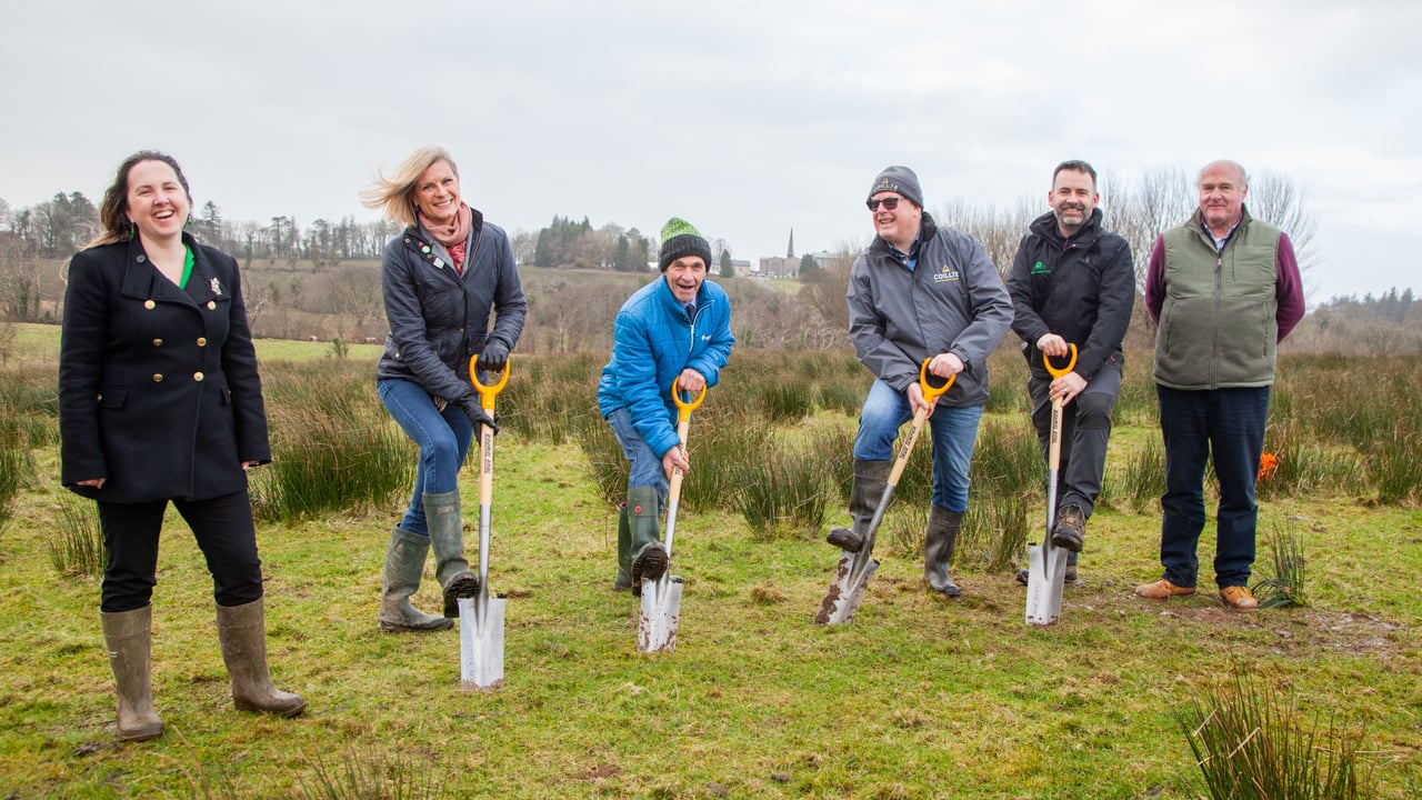 Marina Conway, CEO Western Forestry Co operative, Pippa Hackett, Minister of State for Agriculture with responsibility for Land use and Biodiversity, Martin Beirne property manager HSE,  Brian Mc Garraghy Coillte forestry manager, Colm Gilheaney Western Forestry Co Op forestry project manager and Denis O Rourke maintenance foreman Cloonamahon Services