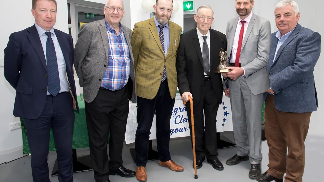 Members of the ICOS that made the presentation to Clem McAuliffe: Ray Doyle, James Kane. T.J. Flanagan, Clem, Jerry Long and Sean Myers
Image Source: Ita West