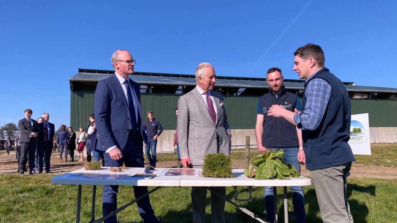 L-R: Minister Simon Coveney, Prince Charles, Shane Fitzgerald and Teagasc advisor Cathal Somers 