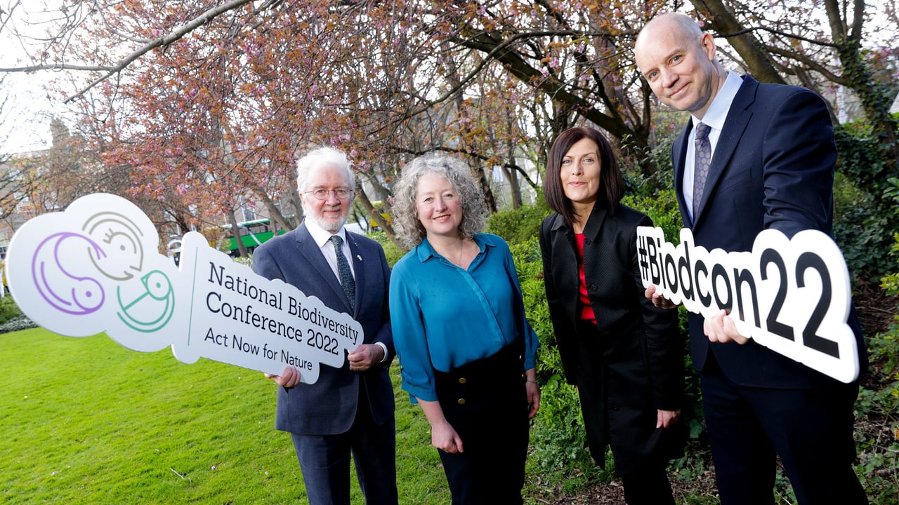Minister Noonan; Oonagh Duggan, head of advocacy, Birdwatch Ireland; Anne Murray, biodiversity officer, Dun Laoghaire-Rathdown County Council; Prof. Tasman Crowe, School of Biology and Environmental Science, UCD and chair of the National Biodiversity Forum (l to r)