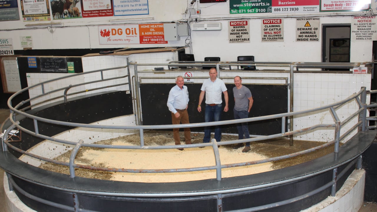 Bernard Donohue (chair) and Kevin Caslin (manager) welcome newly appointed Assistant Manager, Ciaran Lynch (pictured in centre), to Elphin Livestock Mart