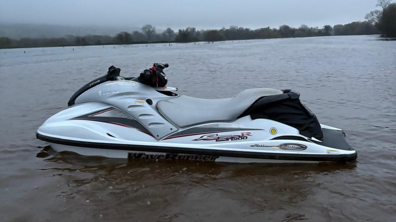 Ivan's jet ski on his flooded field. Credit: Ivan Brett