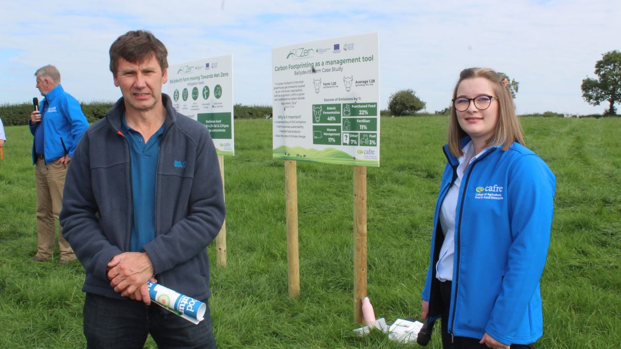 Attending the recent ARCZero farm walk: Michaela Tener, CAFRE and William Bell, Larne