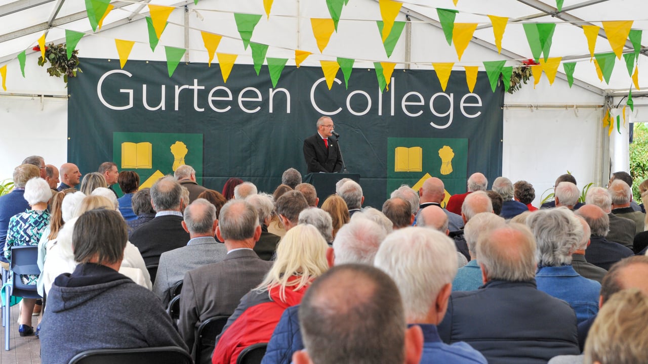 Gurteen College principal Jon Parry addresses the 75th anniversary launch. Image source: Tom Ryan Casey