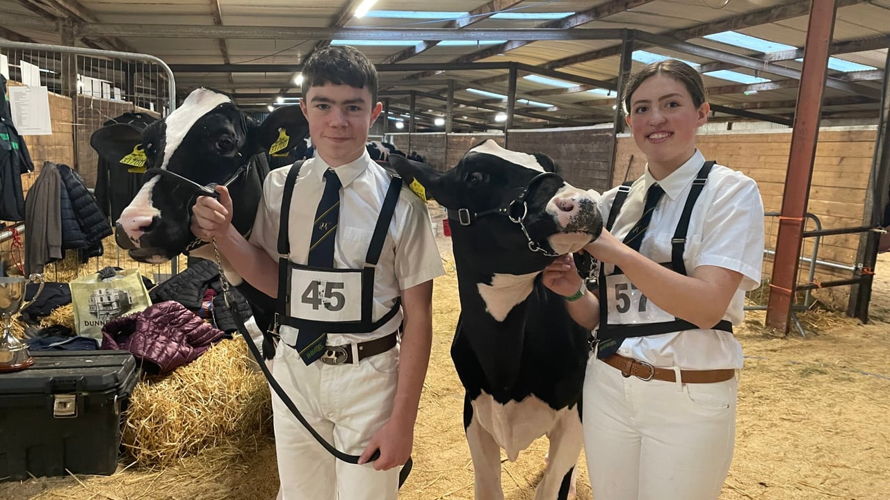 Josh Sinnott, Wexford and Sarah Shannon, Cork preparing for the novice handling class at the National Dairy Show in Millstreet