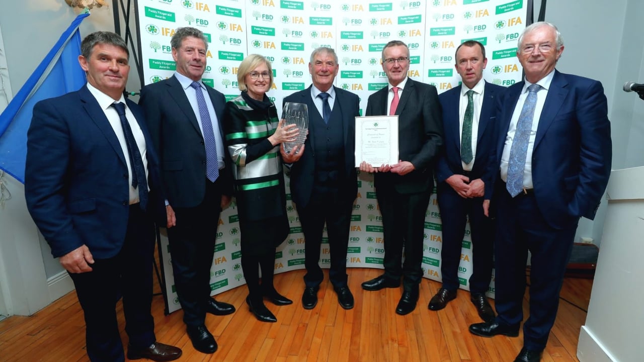 West Cork IFA Chair Donal O’Donovan, FBD Chairman Liam Herlihy, EU Commissioner Mairead McGuinness, Neilie O’Leary, IFA President Tim Cullinan, IFA National Treasurer Martin Stapleton and FBD Trust Chairman Michael Berkery.