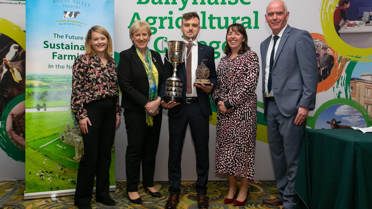 Marianne Lyons, assistant principal Ballyhaise Agricultural College, Minister for Rural and Community Development and Social Protection, Heather Humphreys, Gearoid Kennedy overall Student of the Year Award winner, Dr. Anne-Marie Butler, head of Teagasc education programme, and John Kelly principal of Ballyhaise Agricultural College