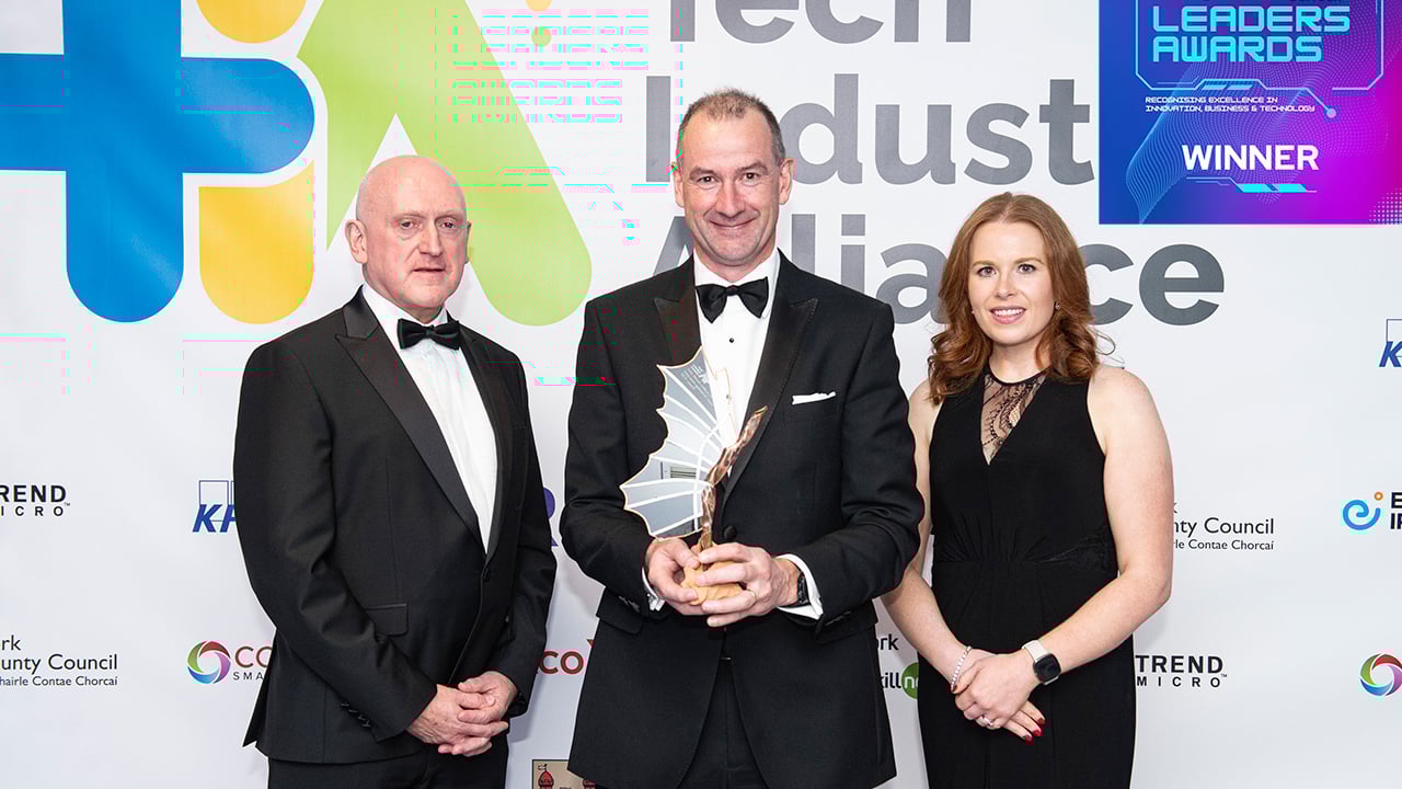 Sean Coughlan, chief executive of ICBF, collecting the award at the recent Leaders Awards in Cork