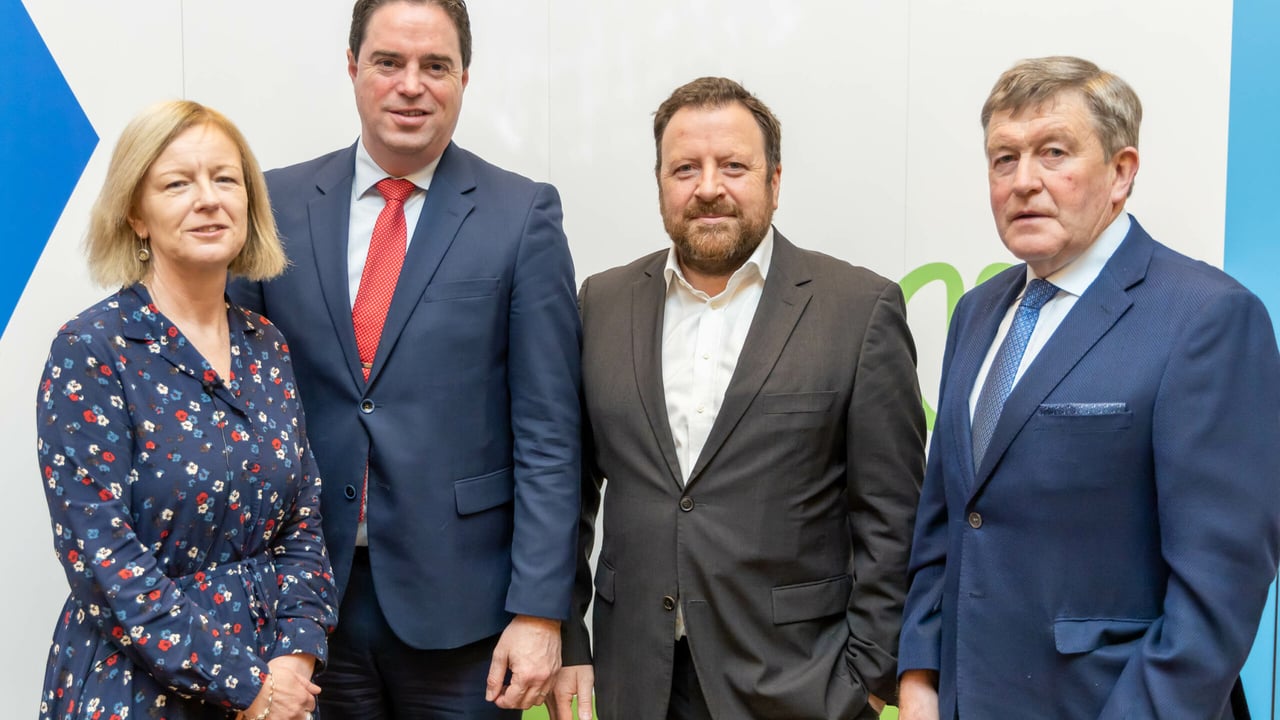 Laura Burke, EPA; Martin Heydon, Minister of State, Padraig Fleming, Gas Networks Ireland and James O’Donnell, ICOS President at the ICOS bioeconomy workshop
