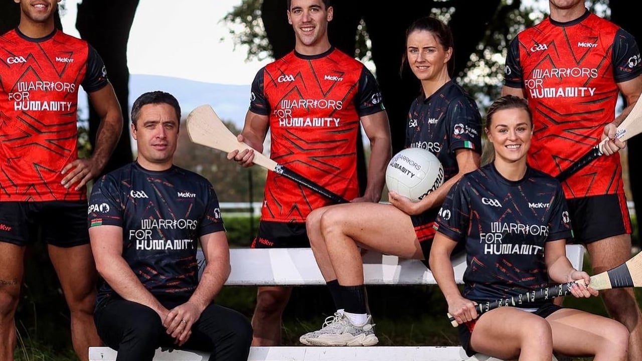 Project organiser Alan Kerins, Limerick hurler Sean Finn, Meath footballer Niamh O'Sullivan, Kilkenny camogie player Grace Walsh and Wexford's Mathew O'Hanlon. Image: Plant the Planet