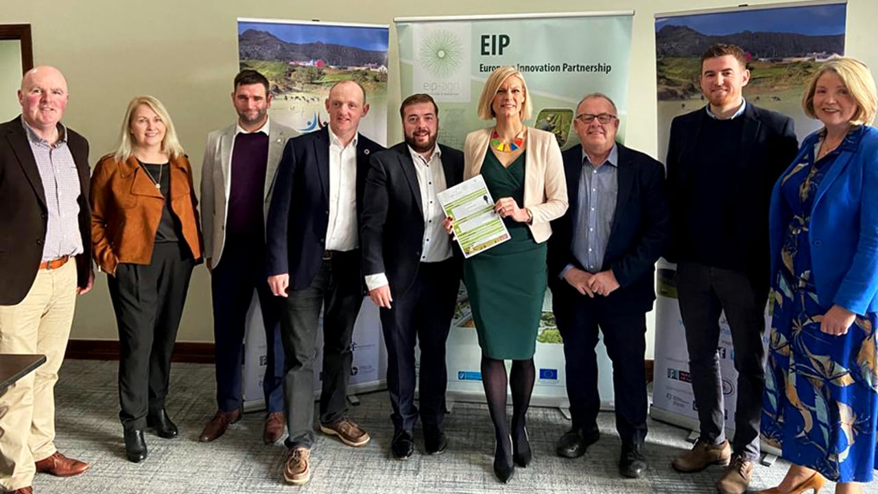 Minister Pippa Hackett with speakers attending the EIP-AGRI National Conference. Image source: National Rural Network 