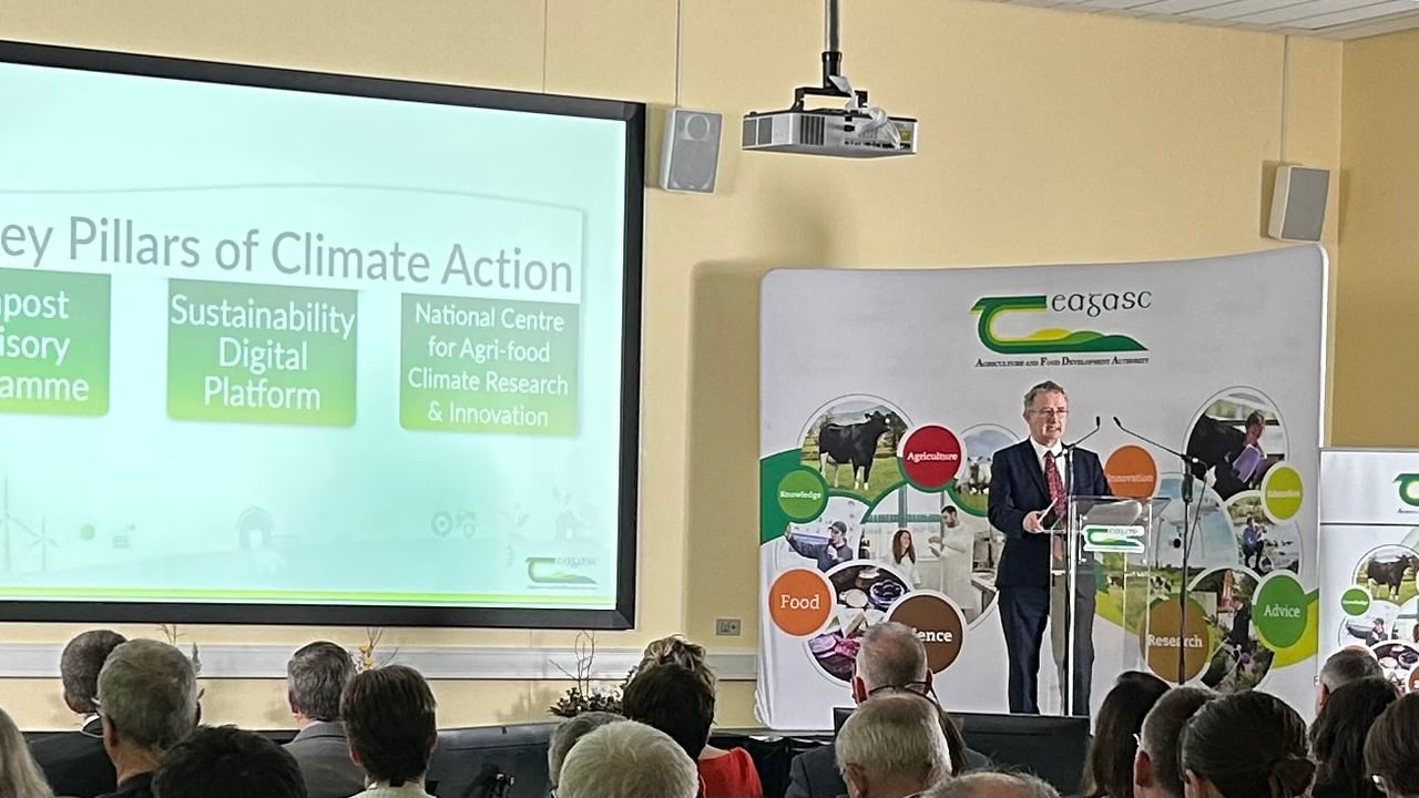 Prof. Frank O'Mara at the launch of the Teagasc Climate Action Strategy