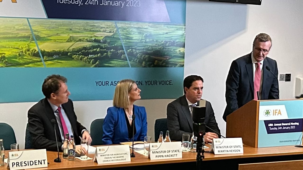 All three ministers in the Department of Agriculture, Food and the Marine at the IFA AGM