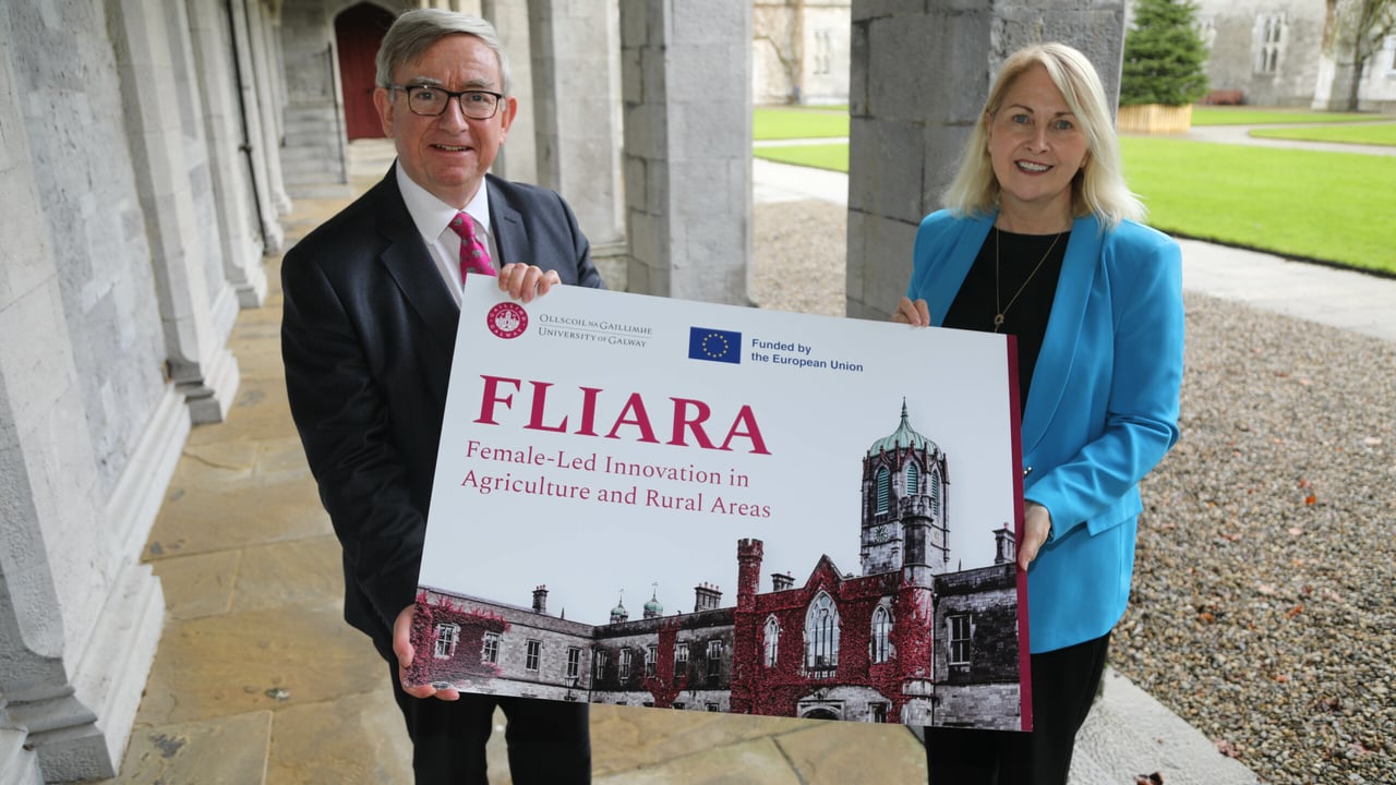President of University of Galway Professor Ciarán Ó hÓgartaigh and FLIARA project project lead associate Professor Maura Farrell. Image: Aengus McMahon