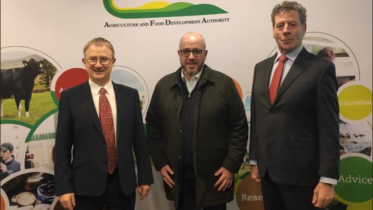 Chris MacManus MEP  with Prof. Frank O'Mara, Director of Teagasc and Liam Herlihy, chairman of Teagasc. Image: Teagasc 