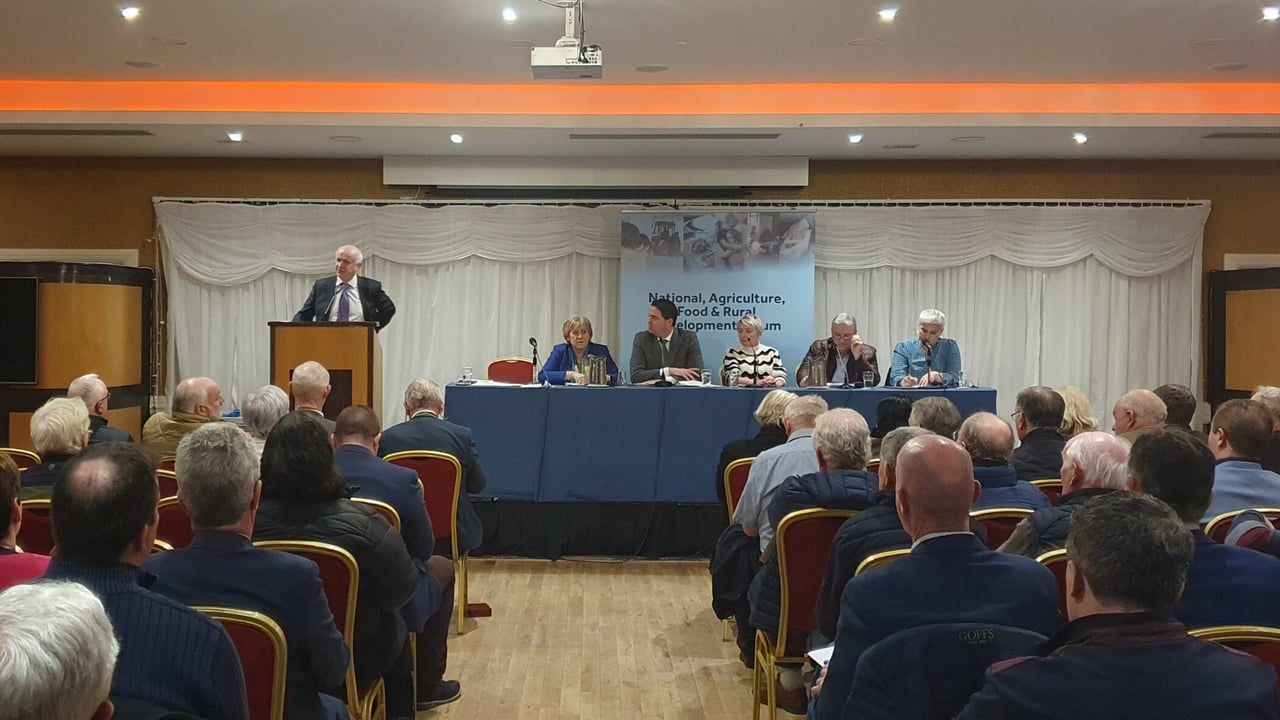 Eddie Downey speaking at the Fine Gael conference on the future of agriculture in Tuam Co. Galway