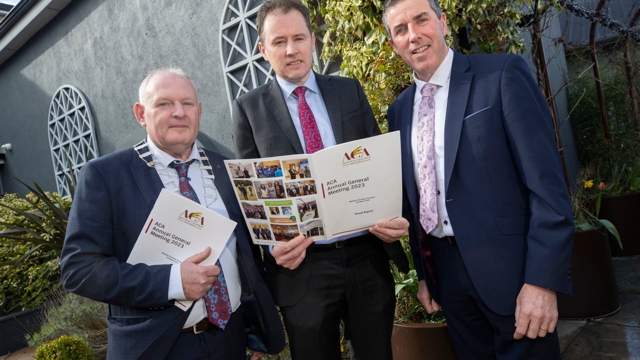 ACA president Noel Feeney, Minister Charlie McConalogue and ACA general secretary Breian Carroll. Image: Finbarr O'Rourke
