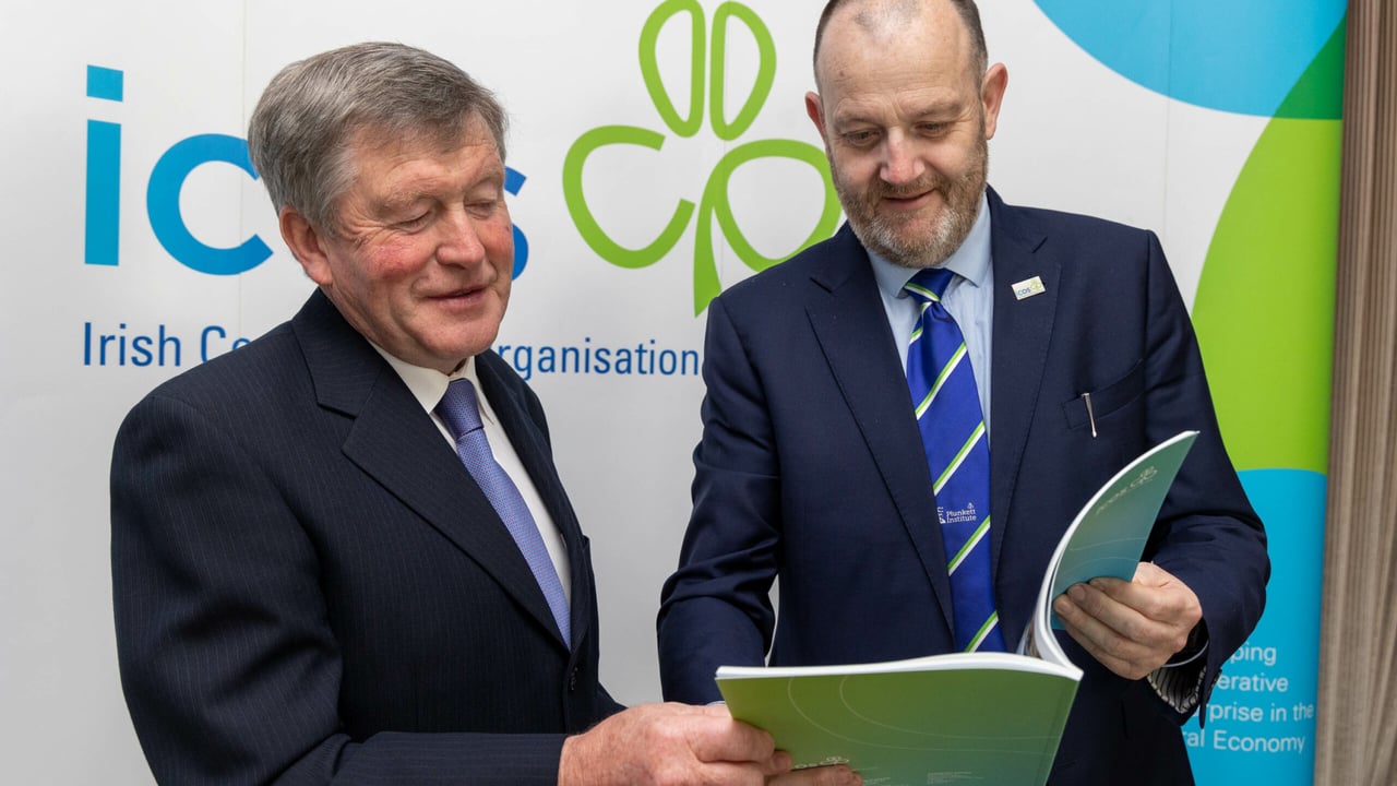 ICOS president James O’Donnell and ICOS chief executive TJ Flanagan at the 128th ICOS AGM in Portlaoise 
Source: ICOS