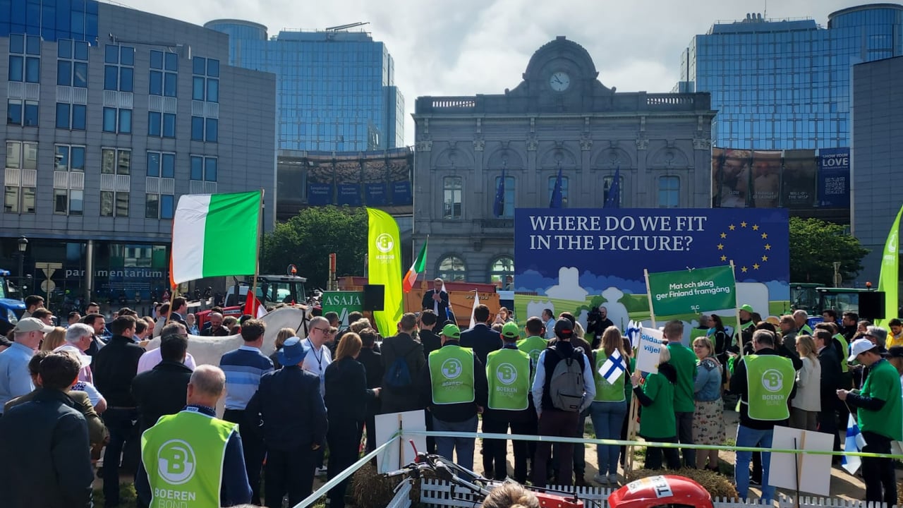 IFA President Tim Cullinane addressing farmers' protest in Brussels Source: @IFAmedia