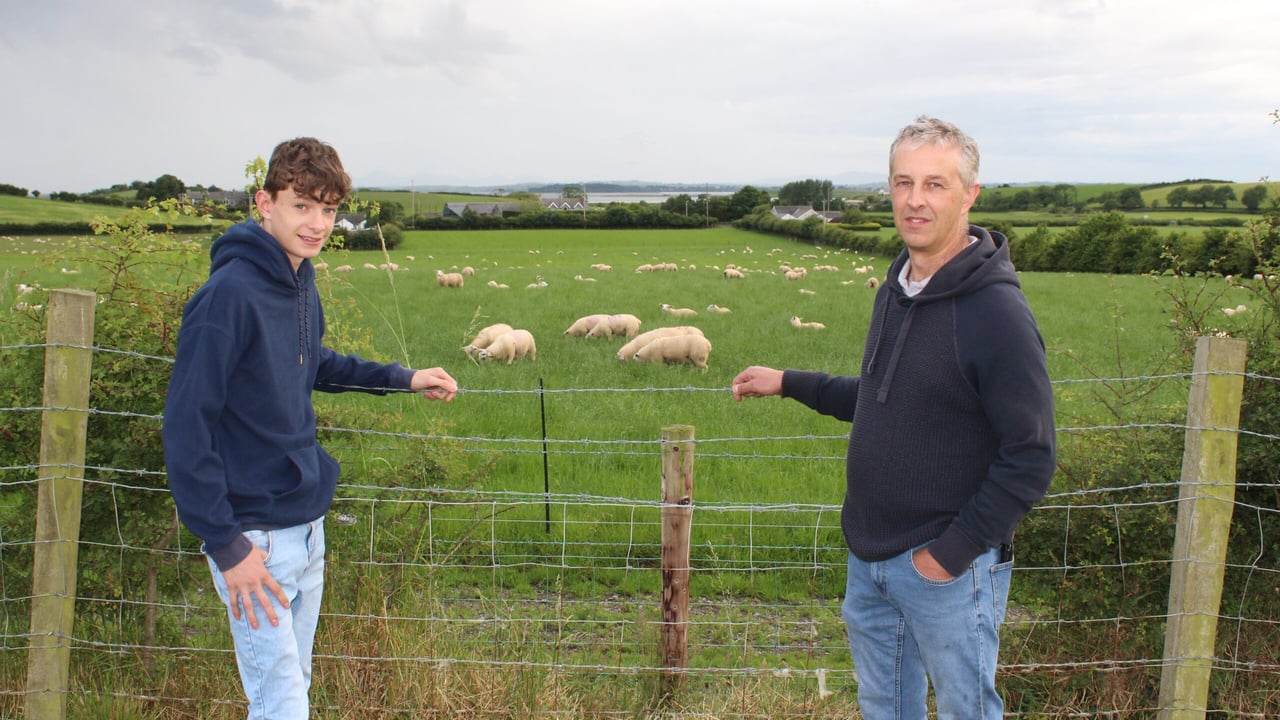 Hearing about parasite control on John Martin's Co. Down sheep farm, David and Daniel Gilmore, from Killyleagh in Co Down 