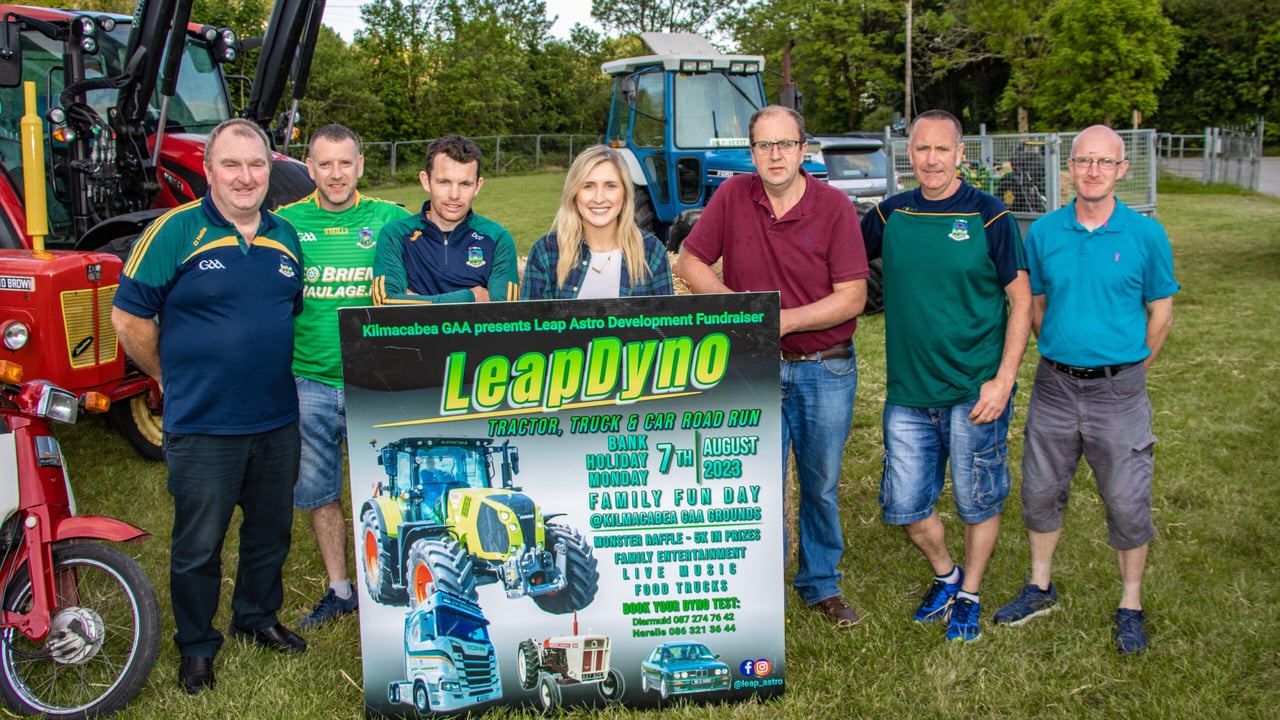 Leap Dyno Day launch. L-R: William Williamson, Kevin O’Brien, Donie O’Donovan, TV presenter Katie Shanahan, Diarmuid French, Denis O’Donovan and Tim McCarthy. Image: Gearóid Holland
