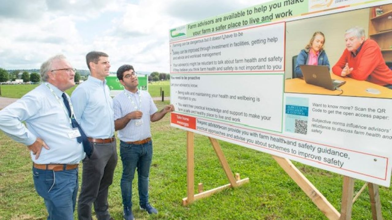 Teagasc representatives Dr. John McNamara,   Thomas Curran, and  Dr. Mohammad Mohammadrezaei, at the National Dairy Open Day in Moorepark. Image: Teagasc