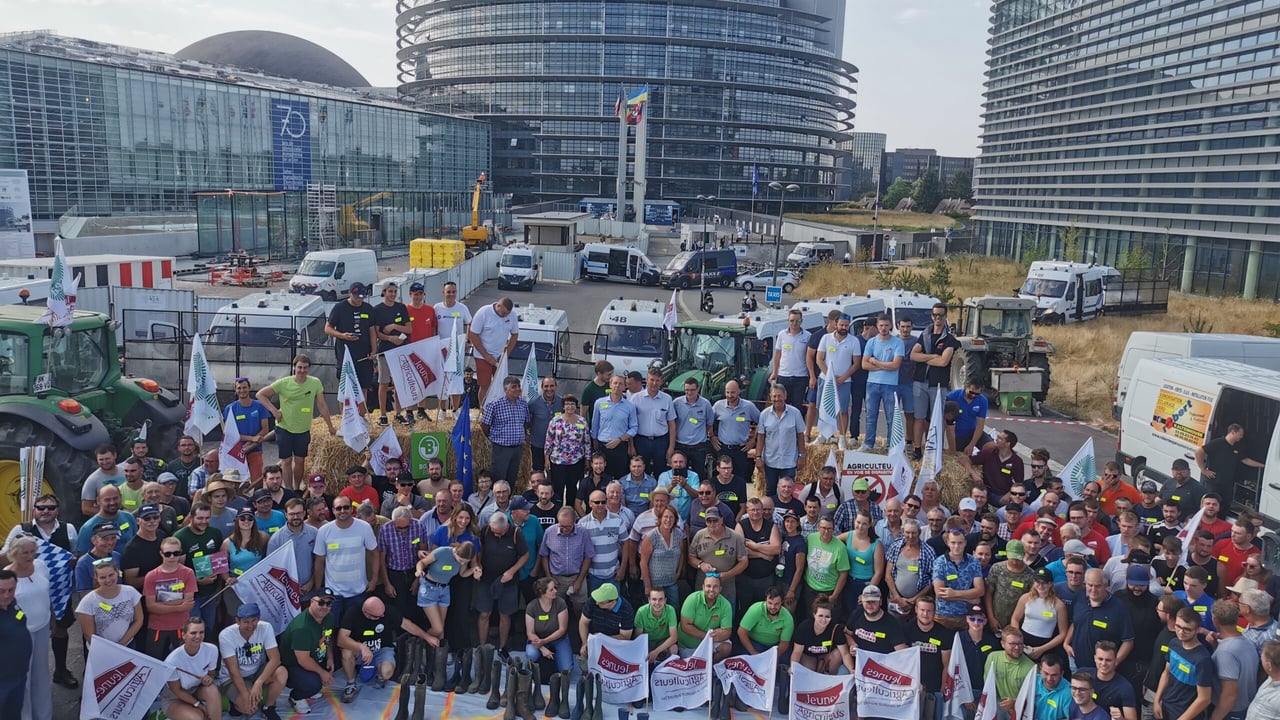 Copa Cogeca members previously protesting in Strasbourg. Image: Copa Cogeca Twitter