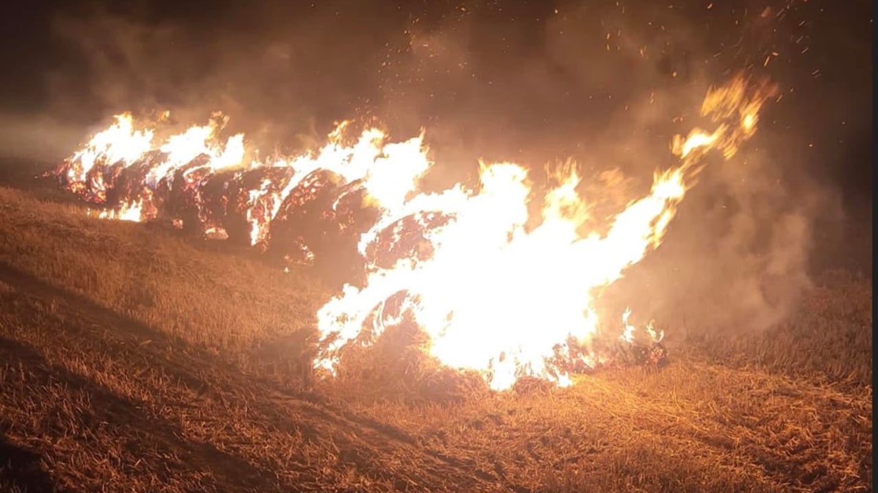 Investigation into suspected 'criminal damage' after bales set on fire
