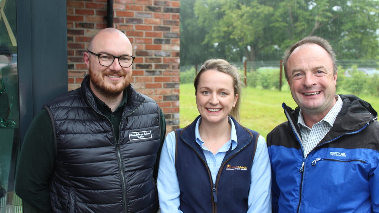 Clandeboye Estate Yoghurt hosted a visit by Jersey cattle breeders earlier this week. L-R: Patrick Black, commercial manager of the yoghurt operation; Edel Madden, United Feeds and Jeremiah Daly, a Jersey cattle breeder from Castleisland in Co. Kerry 