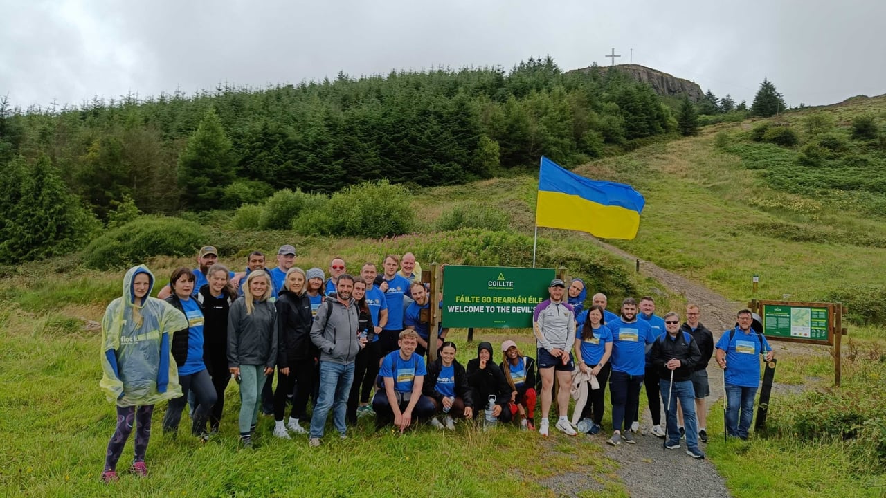 Members of the Herdwatch team pictured during their fundraising climb of Devil’s Bit Mountain in Co. Tipperary